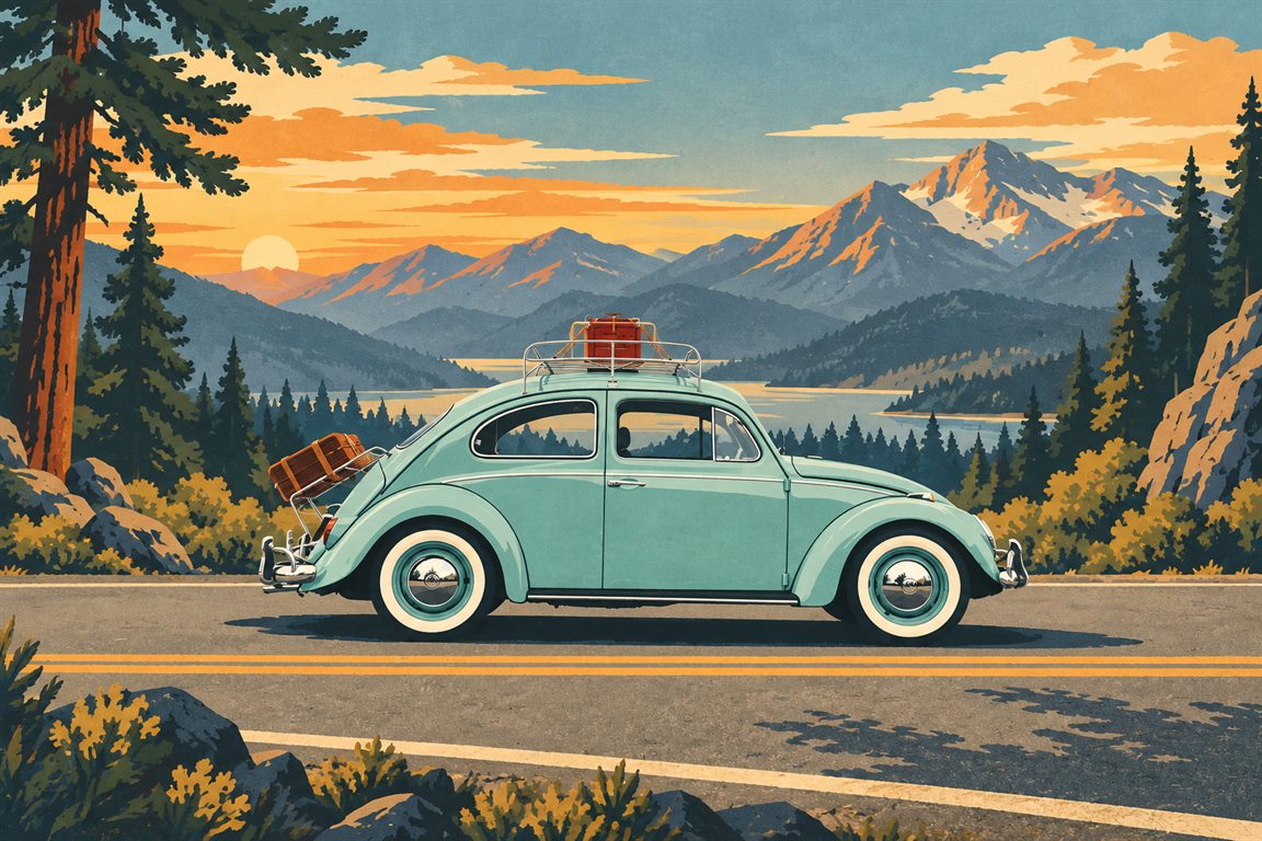 Käfer als Vintage-Plakat